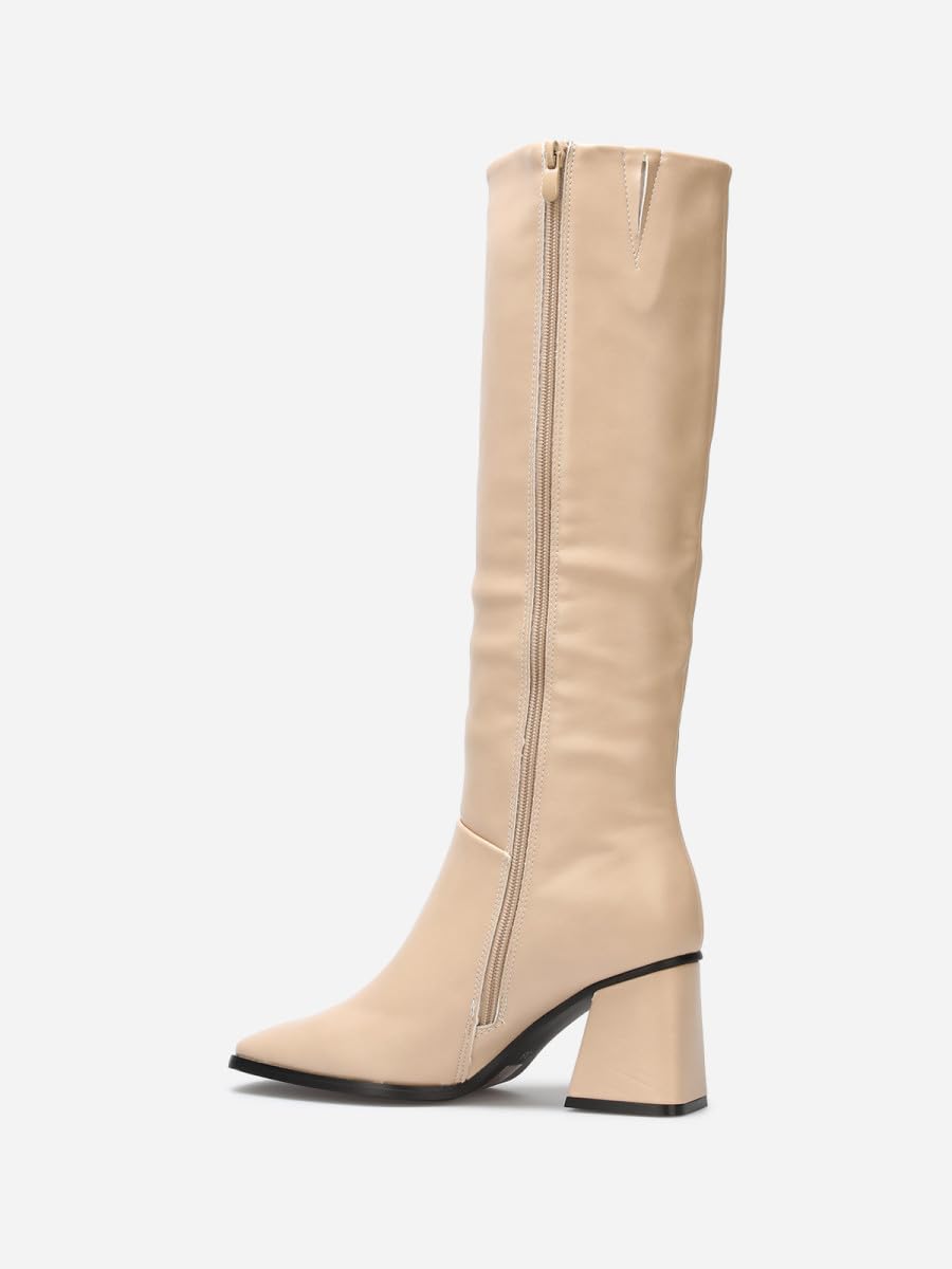 La Modeuse - Stivali in similpelle con tacco a trapezio con cerniera