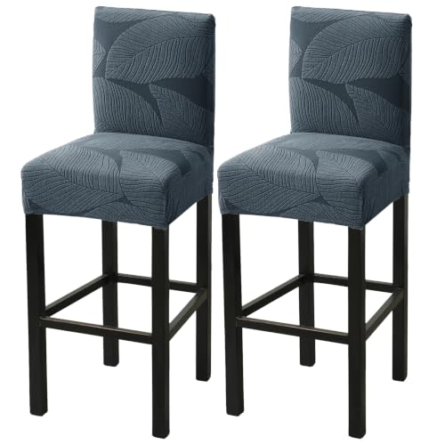 Image of HAOYONG Bar Stool Covers, Stretch Counter Stool Pub Chair Slipcover Washable Counter Height Chair Covers for Kitchen Dining Room Cafe Set of 2 (Dark Gray)