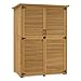 Produktbild M MCombo Gartenschrank Holz, Gartenhaus Gerätehaus Outdoor, Wetterfest, für Außenbereich, Balkon Terrasse, 59×127×168 cm, 0901D-1 (Natur)