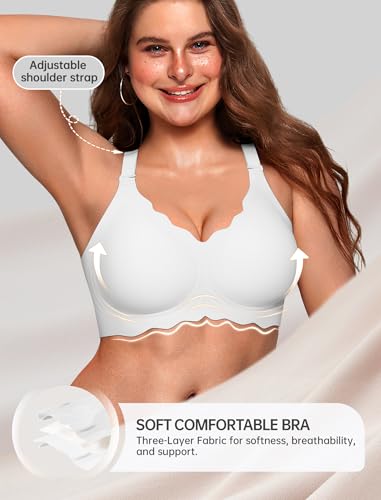 Image of OEAK Women Value Series Jelly Bras Wireless Pushup Convertible Bra | Everyday Essentials,Comfortable Bralettes,No Underwire,Full Coverage,Support Lift,Tshirt,Soft,Seamless,Scalloped