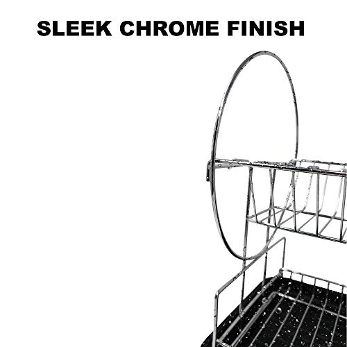 Dish Drying Rack, And Drain Board Set - Chrome 2-Tier Dish Rack, With Removable Drainboard And Utensil Holder - Dish Drainer For Kitchen Countertop Or Sink - Great Kitchen/Dishes Organizer By-Lendra #TOP3