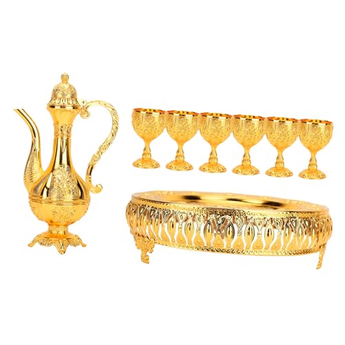 VBXCMLDPO Turkish Coffee Pot Set, Vissian Drinking Cup Kit, Exquisite Car European Serving Set with 6 Cups, Zinc Teapot and Wine Pot for Home. - Image 6