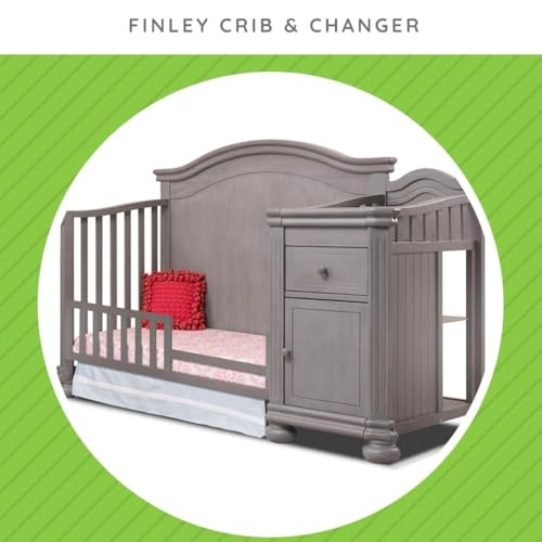 Image of Toddler Bed Safety Guard Rail for Sorelle Convertible Cribs - Solid Wood Rail for Convertible Crib to Toddler Bed Conversion - Safety Bed Rail for Children (Model #137, Weathered Gray)