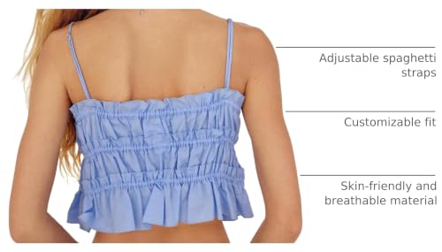 Image of Tankaneo Womens Summer Tie Front Crop Tops Cute Ruffle Ruched Spaghetti Strap Tank Tops Y2K Going Out Shirts