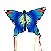 CIM Cerf-Volant Papillon - Butterfly Blue – Cerf-Volant monofil pour Enfants à partir de 3 Ans - 58x40cm – avec Ligne de 20m – avec queues courbées de 195cm