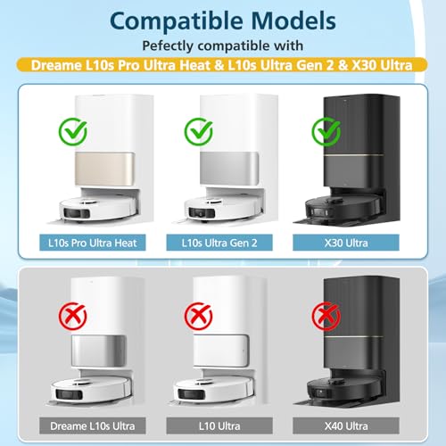 23 Pcs Replacement Parts for Dreame L10s Ultra Gen 2/ L10s Pro Ultra Heat / X30 Ultra Robot Vacuum and Mop, 2 Main Brushes, 6 Mop Pads, 4 Dust Bags, 4 Filters, 6 Side Brushes, 1 Clean Brush