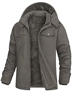 Material: The outer shell is 100% cotton material and lined with fleece. The soft fabric makes this men's jacket warm, comfortable and not easily damaged. Windproof And Warm: The mens winter jacket has threaded cuffs for tightening, which prevents co...