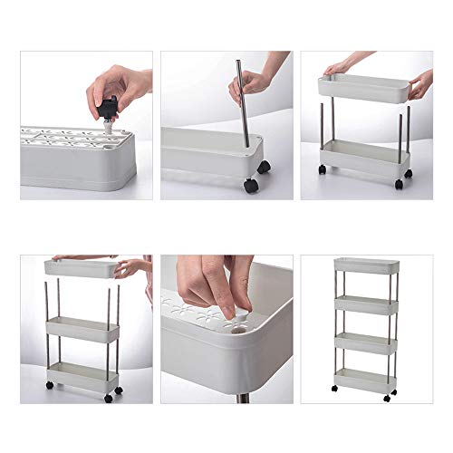 Slim Storage Cart, 3 Tier Mobile Shelving Unit Organizer Slide Out Storage Rolling Utility Cart Tower Rack For Kitchen Bathroom Laundry Narrow Place #TOP6