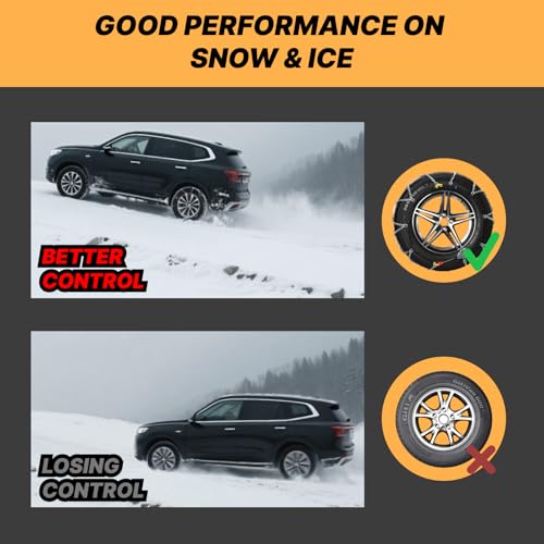 Auto Fixing Snow Chains for Pickup Trucks & SUVs Off-road, Heavy Duty Quick Fit & Easy Installation Snow Tire Chains, Portable Reusable Emergency Tire Traction Chain, Set of 2 (HPK-2310) by HILLCLYM - Image 7