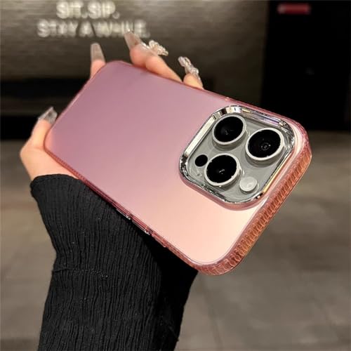 Coque iPhone 14 Pro paillettes laser mates et cadre transparent rose luxe antichoc