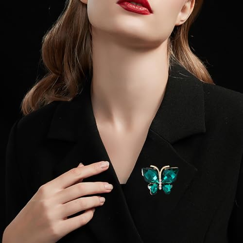 Image of Rhinestone Butterfly Brooch Pin for Women Clear Crystal Insect Colorful Birthstone Cartoon Brooches Lapel Pins Dress Accessories Elegant Christmas Theme Party Animal Jewelry