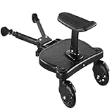 Universal Stroller Board with Detachable Seat, 2in1 Sit and Stand Stroller Glider Board for Most Strollers, Holds Children Up to 55 LBs Stroller Standing Board