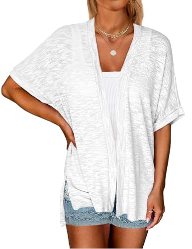 Image of Yekaty Lightweight Cardigans for Women Casual Summer Short Sleeve Cardigan Open Front Beach Coverups 2026