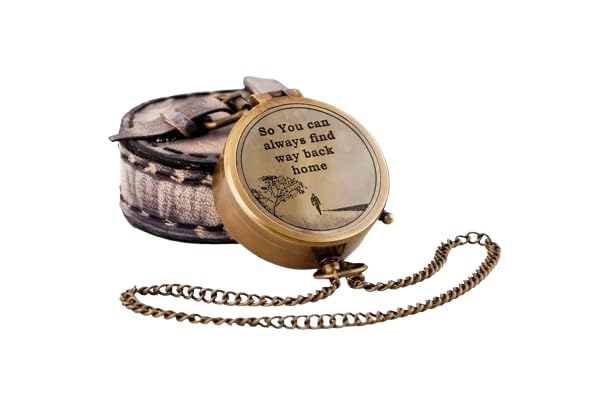 Boussole vintage en laiton de 5,1 cm, l'idée cadeau mémorable avec pochette en cuir