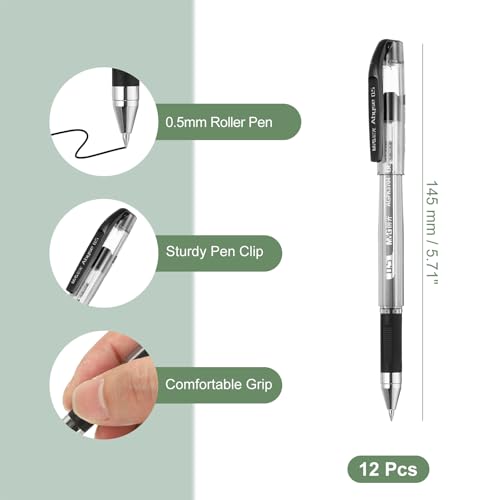 Bolígrafos roller 0.5 mm M&G, 12 unidades, tinta negra miniatura 2