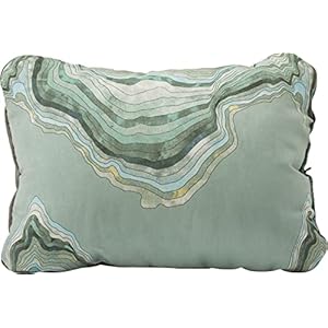 Therm-a-Rest Compressible Cinch Camping and Backpacking Pillow, Regular – 14 x 18 Inch, Sage Topo Wave Print