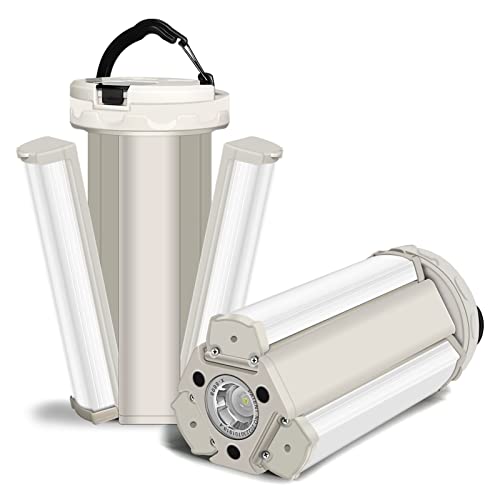 LED Camping Lanterns, DIBMS 2-Pack 240LM USB Rechargeable Foldable Flashlight Worklight Waterproof Survival Lights w/ Magnetic Base Hook for Camping Hurricanes Emergency Power Outages Indoor Outdoor