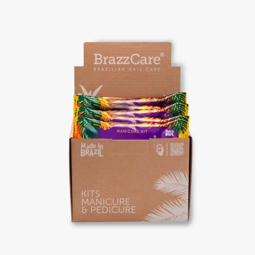 BrazzCare Mani Display Box– 50 Kits de Manicura Descartables | Con Guantes, Emoliente, Lima y Palito | Higiene Profesional | Manicura sin Agua | Uso Individual Profissional