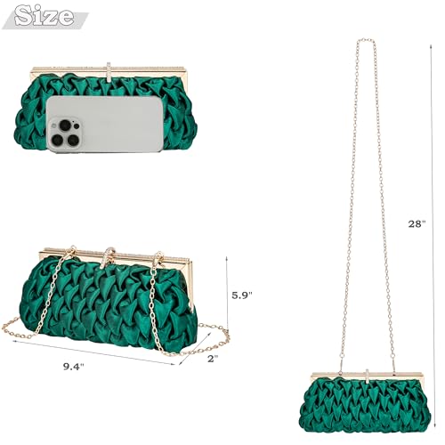 Image of Classic Satin Clutch Bag Diamante Embellished Formal Evening Handbag for Wedding Prom Party Purses