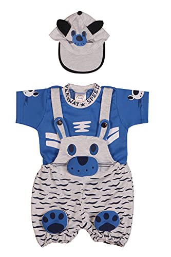 Image of Baby Boy's And Baby Girl's Dungaree Set /Romper Set with T-Shirt And Cap
