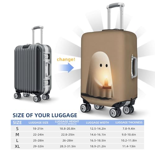 Cute Ghost Holding A Candle Cartoon Elastic Travel Luggage Covers Dustproof Scratch-Resistant Suitcase Protector Fit 22-24 Inch4