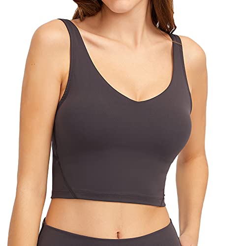 Image of Lemedy Women Sports Bra Longline Crop Tank Top Padded Workout Running Yoga