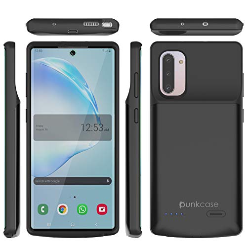 Punkjuice Galaxy Note 10 Battery Case, 5200Mah Fast Charging Extended Power Bank W/Screen Protector | Intelswitch | Slim, Secure And Reliable Compatible W/Samsung Galaxy Note 10 [Black] #TOP6