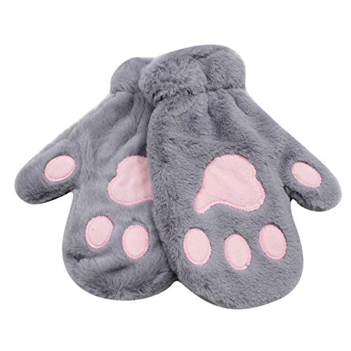 RARITYUS Cute Cat Paws Full Finger Gloves Fluffy Plush Winter Warm Mittens Hand Warmer for Women Teenager Girls3