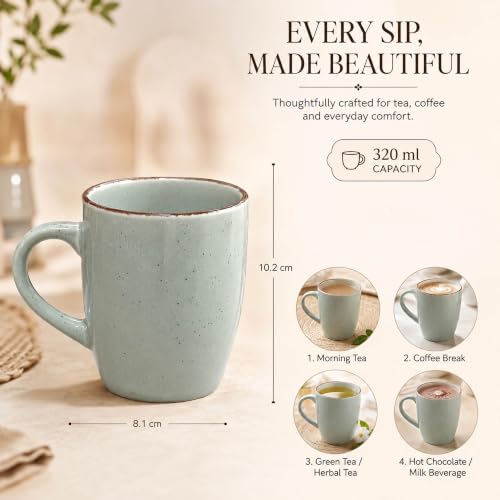 Image of The Earth Store Mint Marble Ceramic Dinner Set of 16 - 4 Dinner Plates, 4 Quarter Plates, 4 Vegetable Bowls & 4 Coffee Mugs | Premium Dinner Set for Home & Dining