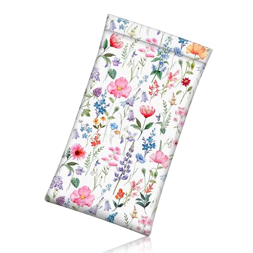 FINTIE Soft Eyeglasses Case with Cleaning Cloth Portable Squeeze Top Vegan Leather Glasses Pouch Sunglasses Eyewear Bag (flower fantasy)