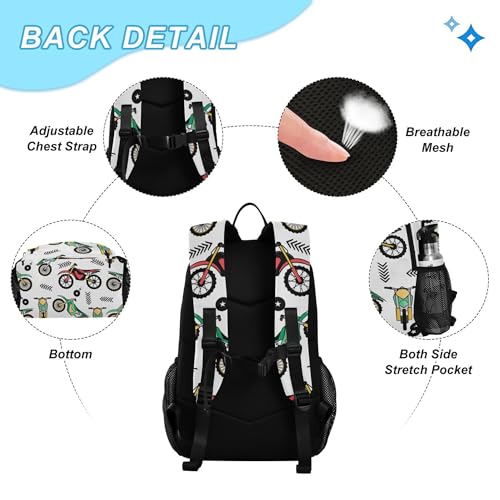 Motocross Sport Backpack with Lunch Bag, School Travel Backpack for Teens Boys Girls Kids Backpacks Set3