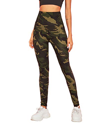 WDIRARA Women's High Waist Ultra Soft Camouflage Printed Stretch Fashion Leggings Multicolor M