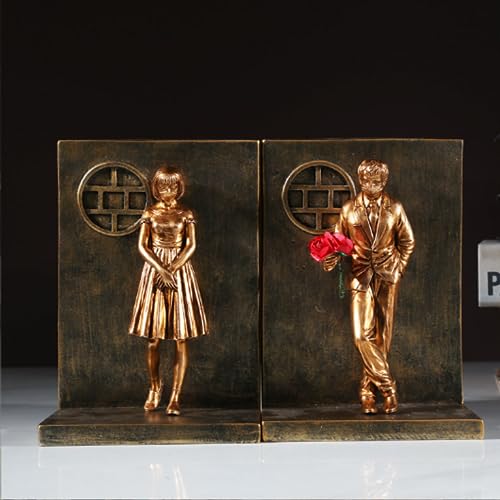 SQAQS Heavy Duty Banksy Couple Bookends Creative, Bookends, Decorations, Living Room Decorations, Handicrafts for Study, Crafts Gifts, Non-Slip (Gold) - Cosy Home Interiors SQAQS Heavy Duty Banksy Couple Bookends Creative, Bookends, Decorations, Living Room Decorations, Handicrafts for Study, Crafts Gifts, Non-Slip (Gold) - Image 4