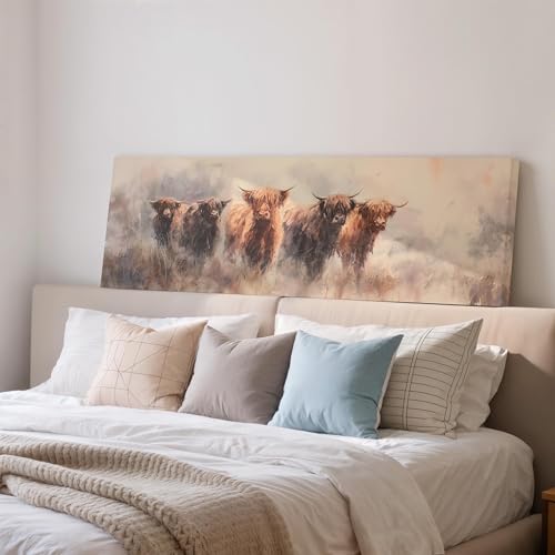 Tableau de vache grand format pour décor long et étroit de salon - 2