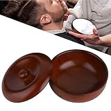 Tomotato Bol de crème à raser en bois avec couvercle, bol de savon à raser, tasse à crème pour savon à raser et crème, outil de mousse nettoyante pour hommes, soins de la barbe(97 x53 mm)