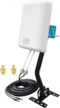 5G/ 4G/ LTE/WiFi/ 2x2 MIMO Antenna Outdoor Directional Panel Antenna for 4G LTE 5G Router, huawei Softbank Japan KDDI Internet TS9 SMA Cable with J Mount Pole