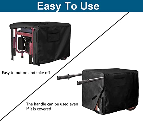 WOMACO Generator Covers Waterproof Dustproof Heavy Duty Universal Durable Portable Outdoor Generator Cover Protector for 2200-5000 Watt Generators (32”L x 24”W x 24”H, Black) - Thumbnail 4