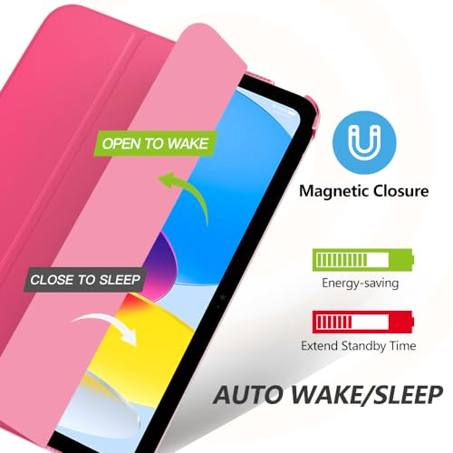 Image of MoKo for iPad (A16) 11th Generation Case 11 Inch 2025, iPad 10th Generation Case 10.9 Inch 2022, Slim Stand Hard PC Translucent Back Shell Smart Cover, Support Touch ID, Auto Wake /Sleep, Persian Pink