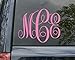 Minglewood Trading Bright Pink - Monogram Vinyl Decal - Three Initials - Car Truck Laptop Wall - Traditional - Die Cut Sticker - 15w x 12h inches
