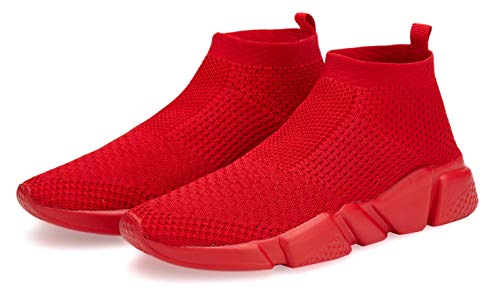 Santiro Womens Walking Shoes Slip On Sneakers Lightweight Sock Shoes Casual Sports Shoes Breathable Knit Athletic Shoes Flat Fashion Laceless Tennis Shoes All Red 8 Us #TOP7