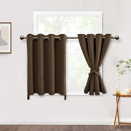 DWCN Blackout Curtains for Bedroom, 52 x 36 inch, Brown, Set of 2 Panels