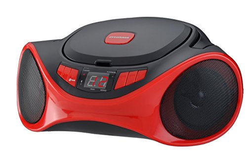 Sylvania SRCD1063BT-RED Bluetooth Portable CD Radio Boom Box, Red