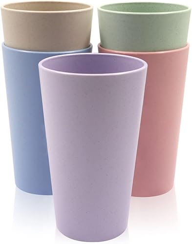 Miniatura 1 de Vaso grande de paja de trigo de 20 onzas, vasos irrompibles reutilizables para agua, taza de café apilable, vasos de jugo, taza para café, té, agua,