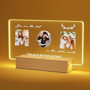 Personalized Mothers Day Gifts for Mom from Daughter Son Kids, Custom Picture Frame with LED Light for Mom’s Birthday, Customized Mother’s day Gifts for Wife from Husband, Best Mom Gift Ideas