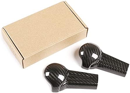 2PCS Real Carbon Fiber Gear Shift Knob Cover Trim Fit for Ford Mustang 2015-2019