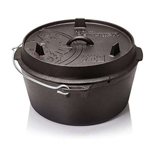 Petromax Feuertopf ft9 - Dutch Oven mit planem Boden für alle Herdarten, Gasgrill, Backofen, Gaskocher und offenes Feuer - sofort einsatzbereit ohne Einbrennen - Kochtopf mit Deckel - 7,5 Liter