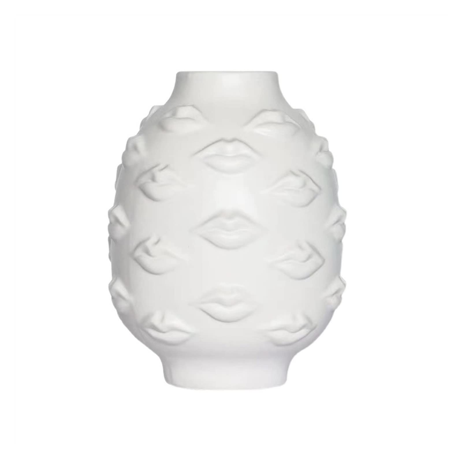 Vases à fleurs 3D lèvre poterie blanche pot fleur sèche décor à la maison