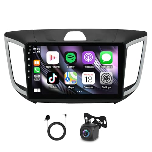 Vorally Android 14 10Inch Car Stereo Radio for Creta ix25 2015-2019 Car Stereo 10 Inch Touch Screen with Wireless Carplay Android Auto AHD Backup Camera, 2+32GB