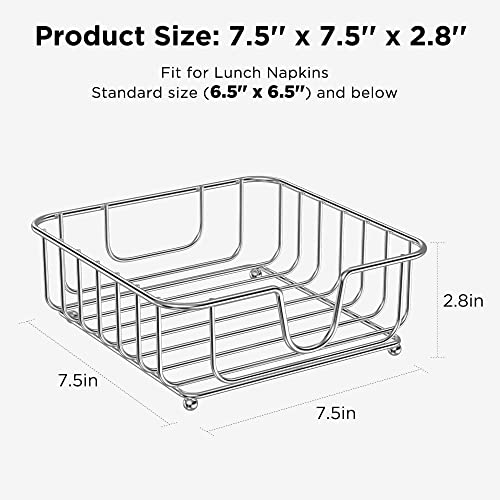 Napkin Holder For Table, Gmfine Chrome Napkin Holder For Kitchen, Modern Neat Metal Napkin Holder, 6.9" X 6.9" X 2.2" Inside Size #TOP1