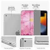 MoKo Case For New iPad 9th/8th/7th Gen Case (2021/2020/2019), Soft TPU Translucent Frosted Back Cover Slim Shell Protective Case with Stand for iPad 10.2 inch,Auto Wake/Sleep,Coreopsis